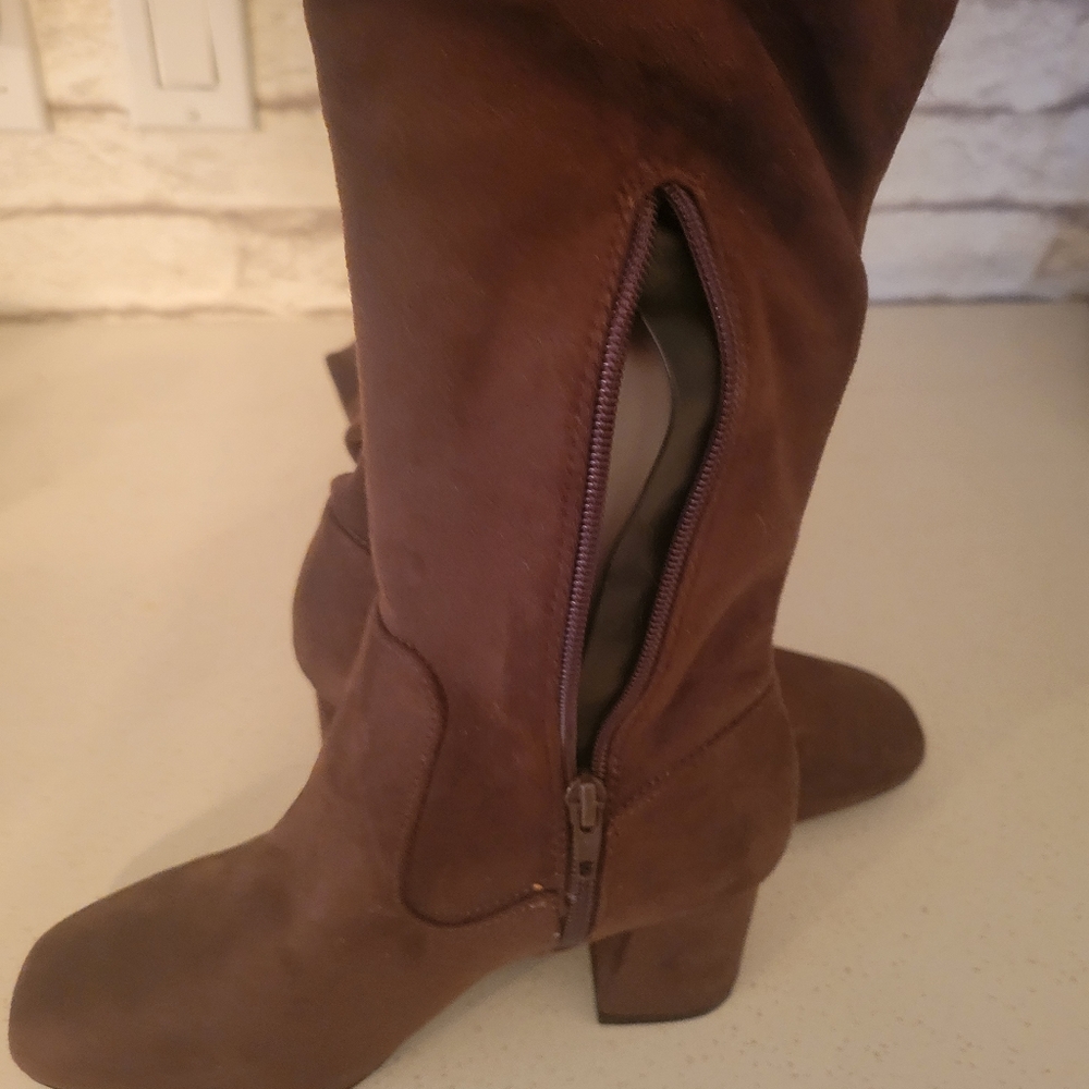 Knee high suede boots